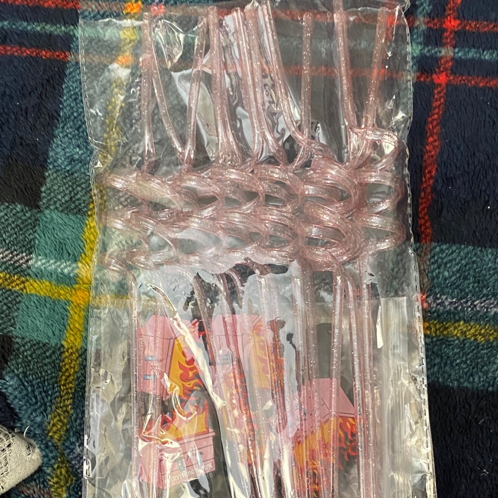 Don’t buy saved! Set of 12 Pink dumpster fire straws